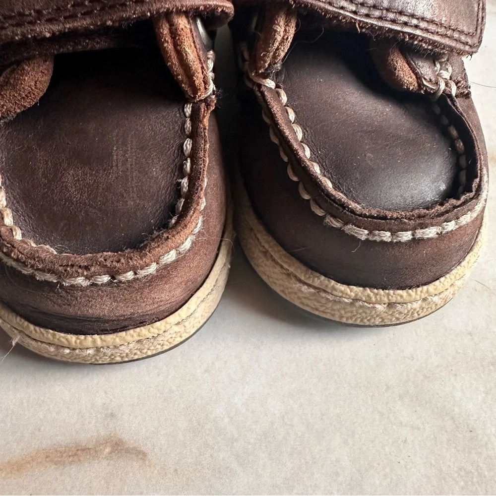 Circo Brown Leather Toddler Kids Moccasins Loafers with Velcro Closure